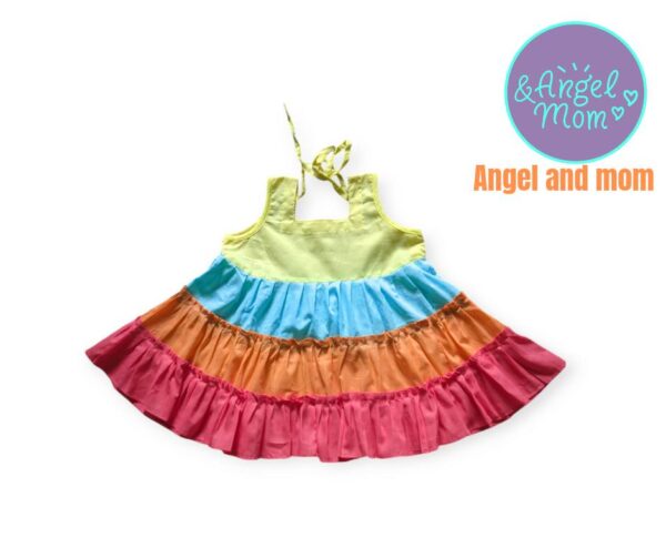 Cotton Stylish Baby Frocks for girls ( Multi Rainbow Colour)